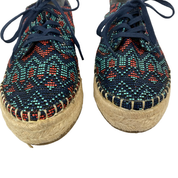 Indigo Rd Shoes Womens Sz 6 Leisa Espadrille Navy Blue‎ Beaded Lace Up Flats New - Picture 2 of 8